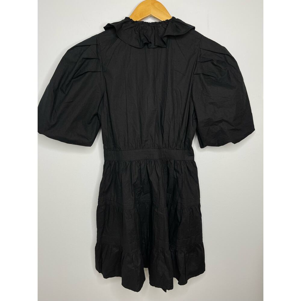 House of Harlow 1960 Ruffled cotton wrap mini dress black size S - Picture 6 of 11
